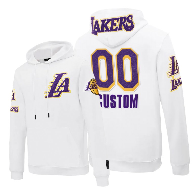 Men's Los Angeles Lakers Custom #00 NBA Pro Standard Pullover Team Logo White Basketball Hoodie WTL1683XE